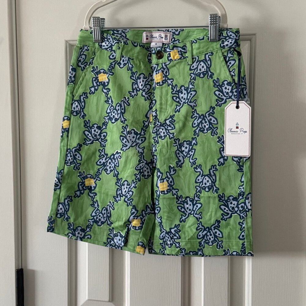 New Classic Prep Boys Hudson Short Frog and Prince Print Green Size 8